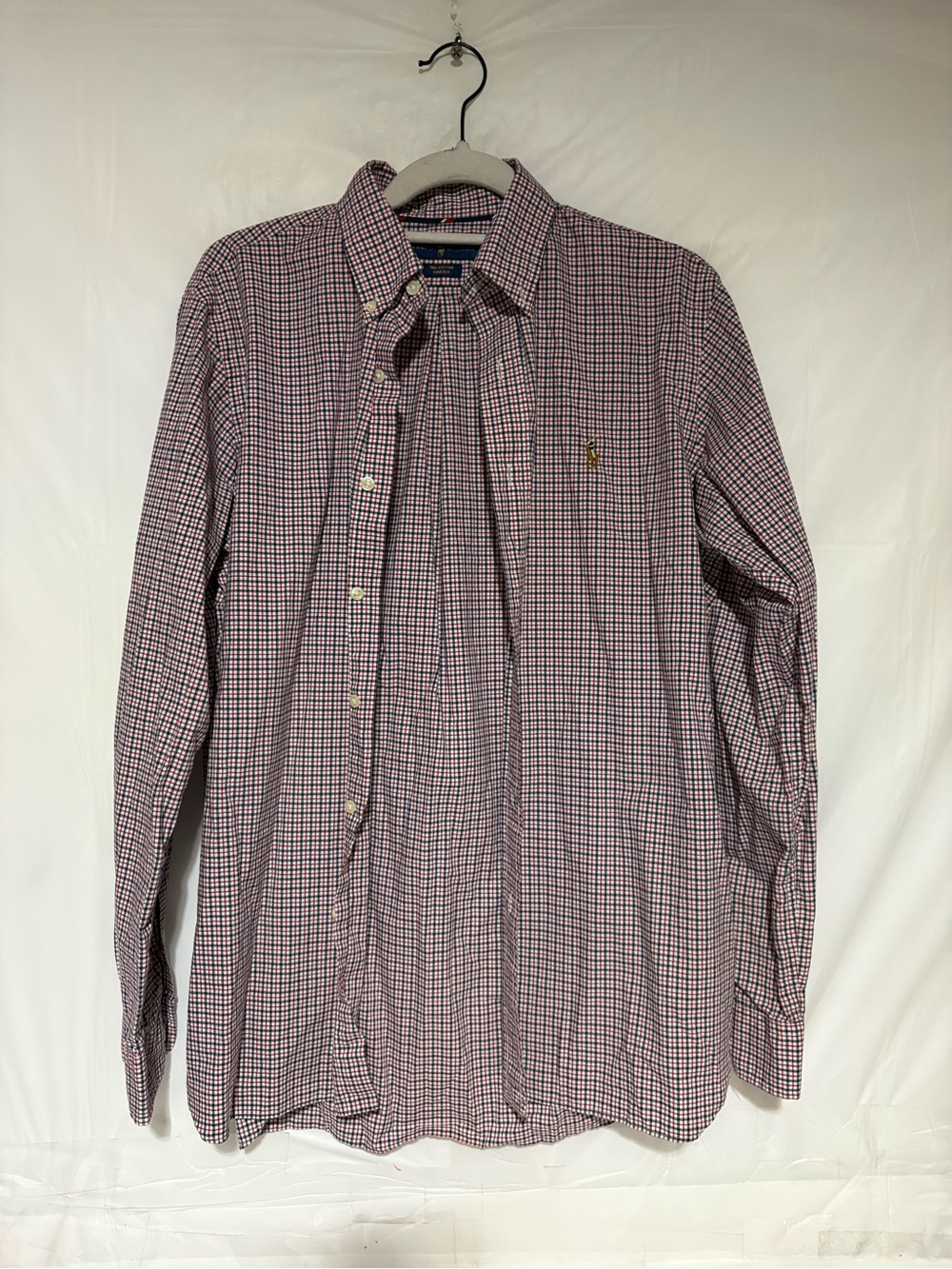 Ralph Lauren Men's Red and Blue Check Button-Down Shirt